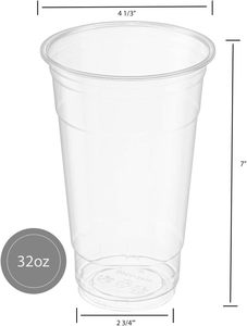 Gobelets en plastique jetables écologiques personnalisés de 16 oz avec couvercles en dôme pour jus, café, bière et plus – Transparents/Clairs avec logo personnalisé - Product Image 2