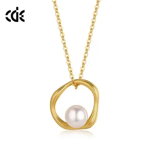 CDE YN1042 925 Sterling Silver Jewelry Pearl Charm Necklace Wholesale 18K Gold Plated Women Pendant Necklace