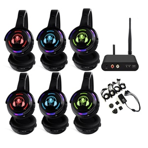 Headset Nirkabel Peredam Kebisingan LED On-Ear Terlaris, Rechargeable, High <span class=keywords><strong>Fidelity</strong></span> Silent Disco 3 5 Saluran Grosir RF988 - Product Image 1