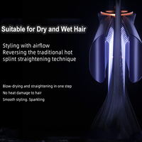 Sèche-cheveux et lisseur LED haute vitesse 2-en-1 avec revêtement céramique, tension universelle pour usage domestique, extérieur, camping-car et hôtel