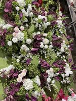 Centre de table personnalisé pour mariage, composition florale d'orchidées violettes, centre de table floral pour la décoration de mariage