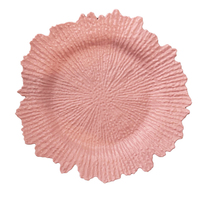 Le chargeur acrylique rose chaud de récif de 13 pouces plaque le plat de table décoratif traditionnel pour le mariage