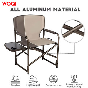 Chaise de camping pliante d'extérieur Woqi avec table latérale, structure en aluminium, tissu Oxford, chaise de directeur de jardin - Product Image 3