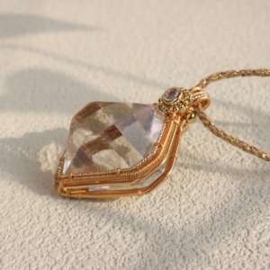 Натуральный прозрачный кристалл кварца Геркимера, кулон-подвеска из 14-каратного золота, очищающий от негативной энергии, для чакр - Product Image 5