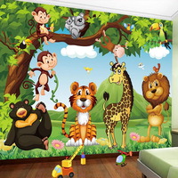 Papel Tapiz Personalizado con Diseño de Animales de Dibujos Animados en 3D, Papel Tapiz para Habitación de Niños y Niñas, Fondo de Pared para Dormitorio, Pintura Mural para Habitación Infantil