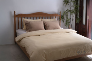 Pinstripes Pattern Yellow Cotton Pre-Washed Duvet Cover Eco-Friendly Soft For Hotel Home Custom Application Size - Product Image 4