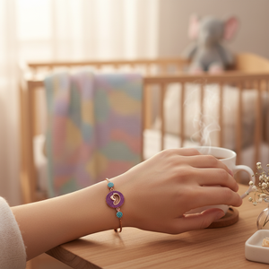 Mamá y bebé pies diseño rubí y turquesa CZ piedra venta al por mayor hecho a mano turco ajustable tenis 925 pulsera de plata esterlina - Product Image 3