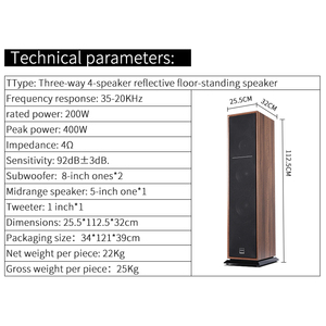 Altavoz de Torre de Alta Gama Nivel 2.0 Frontal para Sala de Estar de Tres Frecuencias Pasivo <span class=keywords><strong>HiFi</strong></span> de Piso Tipo Estéreo para el Hogar en Madera - Product Image 6
