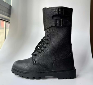 DF Leather High Boots Rubber Soles Training Boots Comfortable and Breathable Shoes Safety Shoes Combat Boots - Product Image 2