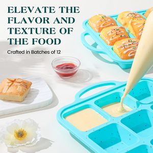 MUYULINS Factory 12-cup LFGB non-stick BPA Free metal reinforced frame square <b>silicone</b> cake pan American muffin tray <b>baking</b> - Product Image 3