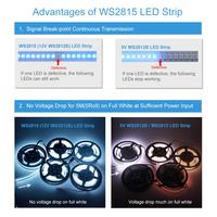 Bande LED numérique RGB WS2815 à double câble de données DC12V, adressable individuellement, 30 60 144 pixels/m