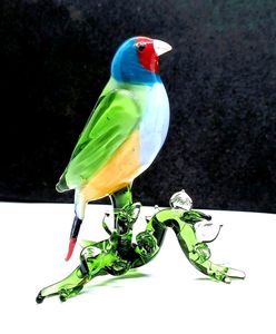 Figurine d'oiseau colorée en verre artisanal sur branche verte, décoration d'intérieur, Art déco, rentrée scolaire, ornement écologique - Product Image 4