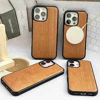 Coque de téléphone en bois naturel magnétique personnalisée haute résistance anti-traces de doigts dorée pour iPhone 17 Pro