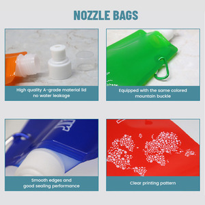 Low MOQ Custom Logo 450ML Reusable Drinking Water <b>Container</b> Bags No-leak Doypack Collapsible Water Bottles With Nozzle and Clip - Product Image 4