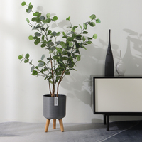 Pot de fleur en plastique vintage de haute qualité jardinière d'arbre ronde décorative avec pieds en bois pour sol maison bureau intérieur vente en gros
