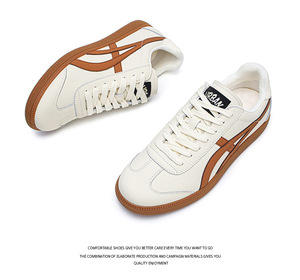Chaussures de sport décontractées pour hommes/femmes, respirantes, en maille, avec dessus en cuir artificiel, style rétro, à lacets, à semelle plate - Product Image 3