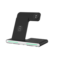 Support de chargeur magnétique 3 en 1 portable à charge rapide sans fil 15W avec support de téléphone intelligent compatible avec la montre de téléphone et l'utilisation de la lampe