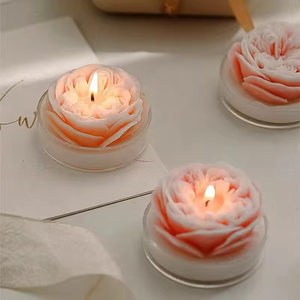 Velas en Forma de Rosa con Base de Vidrio, Vela Artística Multicolor con Flores para Decoración Romántica de Bodas y Hogar - Product Image 4