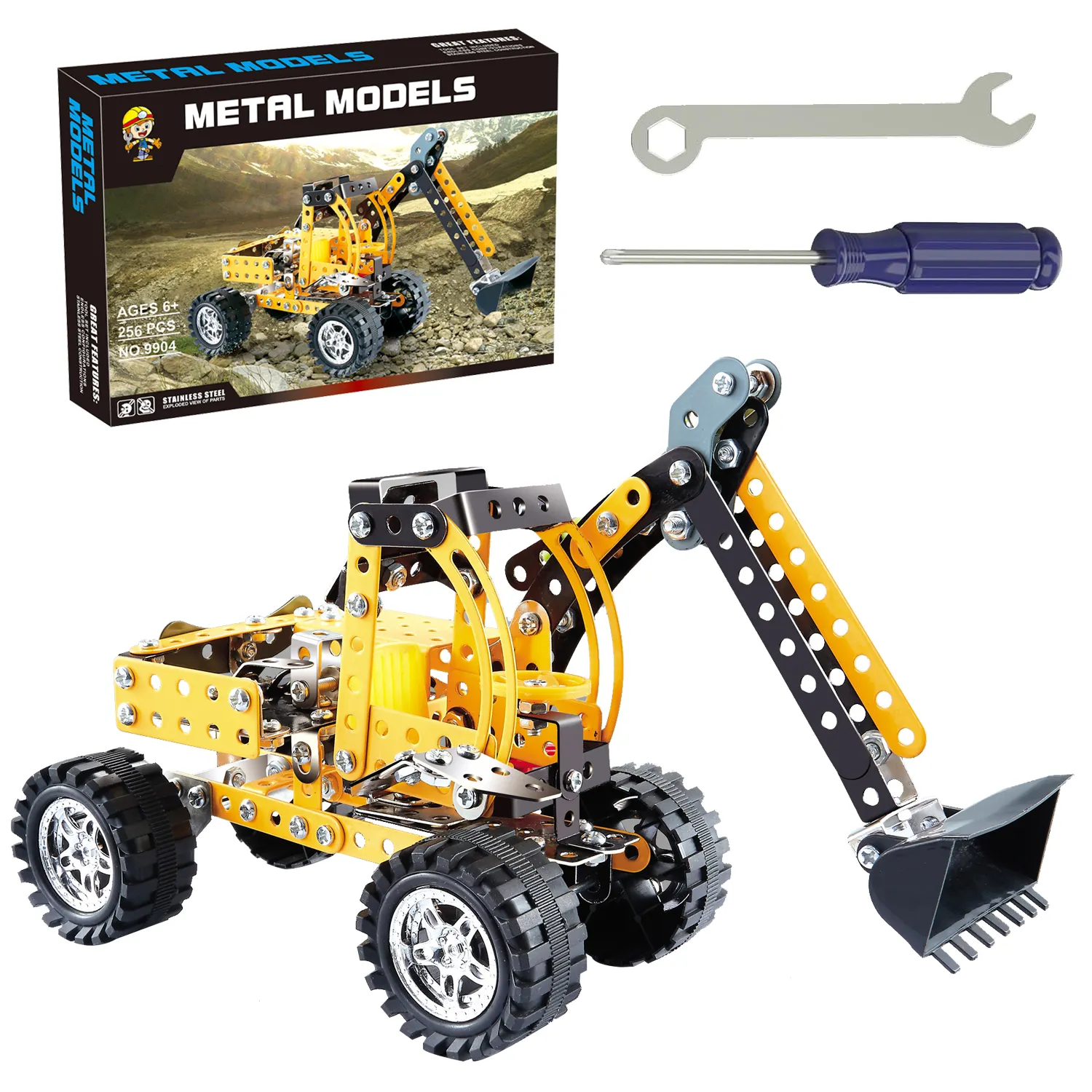 3D Metal Puzzle 256 PCS Engineering Construction Model Bulldozer Metal Building Kits
