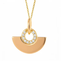 S925 collier de bijoux en argent pur plaqué or 14k18k Zircon géométrique en forme d'éventail Design à la mode collier femme pendentif