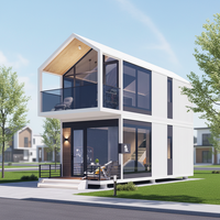 Villa modulaire préfabriquée en structure d'acier galvanisé avec un design triangulaire moderne pour une installation rapide