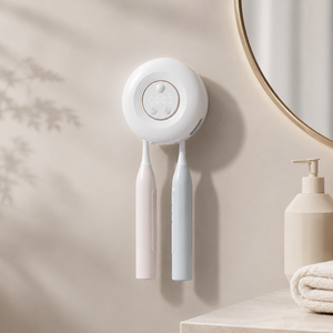 UV <b>Toothbrush</b> Sanitizers <b>Holder</b> Bathroom <b>Wall</b>-mounted Rechargeable Couple <b>Toothbrush</b> Sterilization <b>Holder</b> with Night Light - Product Image 1