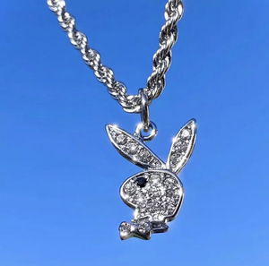 Nuevo Collar de Acero Inoxidable de Bad <span class=keywords><strong>Bunny</strong></span>. Collar con incrustaciones de diamantes estilo hip-hop y rock europeo y americano. - Product Image 6