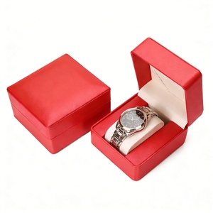 Boîte à montres pour hommes de luxe personnalisée, boîte cadeau à charnière en cuir PU rigide avec coussin en suède pour montre, estampage à chaud, logo personnalisé, vente en gros - Product Image 6