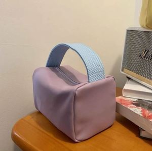 Sac de maquillage personnalisable en PU, tendance, portable, de voyage, couleur bonbon, étanche, avec fermeture éclair, grande capacité, sac fourre-tout à main pour échantillons - Product Image 4