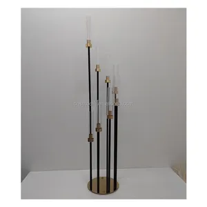 Wedding Gold Black With Gold Colored Candlestick With Glass Tubes