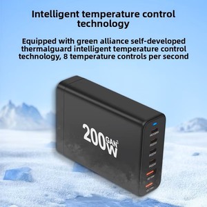 200W Gan Desktop Oplader USB-A * 2 + Usb C * 4 Multi-Poort Reisoplader Adapter 6 Poort Qc3.0 Pd 100W Snel Opladen Voor Laptop - Product Image 4