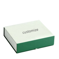 Boîte cadeau magnétique de luxe personnalisée, boîte d'emballage en carton rigide, boîte à couvercle pliable bicolore vert et blanc pour bijoux, cosmétiques, mariage