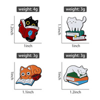 Chats mignons lisant des livres émail broche dessin animé chaton rat de bibliothèque broches revers sac à dos Badge bijoux accessoires cadeaux pour les amis