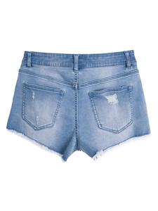Wholesale Custom Skinny Slim Fit Washed <b>High</b> Quality Elastic <b>High</b> <b>Waist</b> Cropped <b>Ripped</b> Women's <b>Denim</b> <b>Shorts</b> - Product Image 5