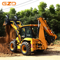 GZD Backhoe Loader 10800kg 4WD 4WS 1.2m³ Bucket Loader 5045mm Kedalaman Penggalian 38km/jam Traktor Backhoe Diesel Turbocharged