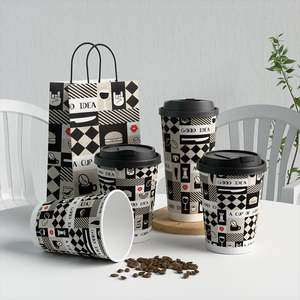 Sac en papier kraft brun avec logo imprimé personnalisé, durable, pour la livraison à emporter, emballage de café pour les restaurants, classique pour les promotions - Product Image 1