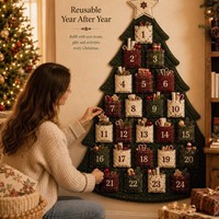 Pafu Regalos de Navidad DIY: Calendario de Adviento de Navidad de 24 bolsillos de tela colgante, decoración de pared acolchada, kits de árbol de calendario de Adviento de Navidad