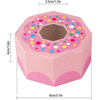 Coffrets cadeaux polygone motif beignet rose avec fenêtre boîtes à bonbons pour enfants anniversaire fêtes de noël impression en relief