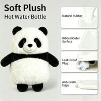Bolsa de Agua Caliente de Goma con Diseño de Panda de Peluche, 500ml / 1000ml, Botella de Agua Caliente con Funda Suave para Terapia