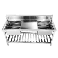 Gootsteen Met Drainboard Commercieel Restaurant Roestvrijstalen Gootsteen Geassembleerde Roestvrijstalen Afwasbak