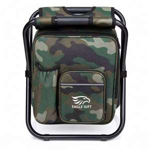 <b>Portable</b> Comfortable Folding Camping <b>Stool</b> With Insulated Cooler Bag Backpack Design For Fishing Beach Outdoor Activities - Product Image 3