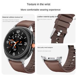 Bracelet de montre en silicone avec empiècements en cuir pour Samsung Galaxy Watch 8/ Classic 40 mm 44 mm, bracelet de 22 mm à libération rapide - Product Image 4