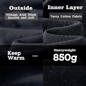 เสื้อมีฮู้ดแบบสวมหัวเสื้อซักแบบวินเทจสำหรับผู้ชาย100% ผ้าฝ้ายสไตล์สตรีทเรียบง่ายซิปเต็มสำหรับฤดูหนาว - Product Image 2