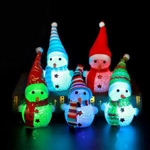 Christmas Snowman Decorations <b>Light</b> <b>Up</b> Plastic Round Shape Battery Powered Youth Gift - Product Image 2