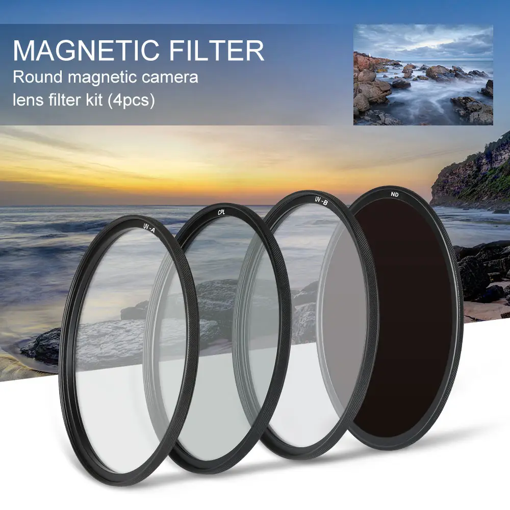 77mm GiAi Focus On Photographic UV CPL ND Mist Camera Lens Filter Magnetic Adapter