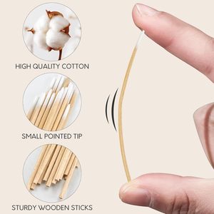 Hisopos de algodón puntiagudos Bonson de 4 pulgadas con mango de bambú para maquillaje permanente, herramientas de belleza - Product Image 1