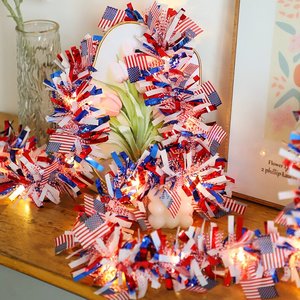 Ghirlanda Luminosa con Bandiera Americana all'Ingrosso, Luci LED per il 4 Luglio, Decorazioni Rosso Bianco Blu per il Giorno dell'Indipendenza - Product Image 6