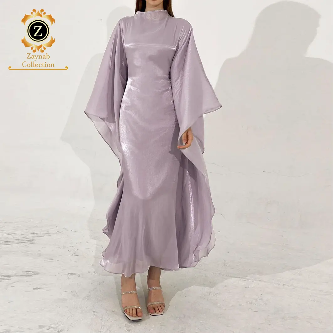 Zaynab Kaftan Venta al por mayor Tela de manga larga Bordado Abaya Mujeres Vestido musulmán Kaftan