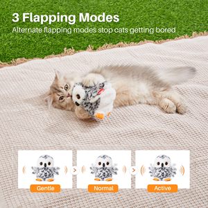 Flapping Owl Cat Toys Realista Bird Chirp Recargable Touch Activated Kitten Toy Juego interactivo Catnip Kicker Ejercicio Juguetes - Product Image 3