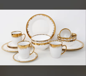 Vente en gros, Offre Spéciale : <span class=keywords><strong>Service</strong></span> de table en <span class=keywords><strong>porcelaine</strong></span> dure 16 pièces avec bord doré, pour 4 personnes, Prix de gros, Fabricant - Product Image 3